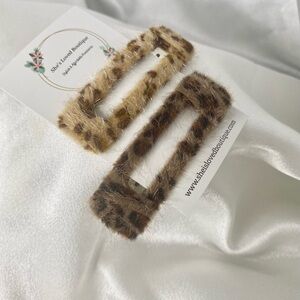 NWT Animal Print Furry Hair Clip, Set of 2